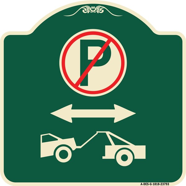 No Parking Tow Away Zone W/ Graphic Heavy-Gauge Aluminum Architectural Sign, 18" x 18", G-1818-23793